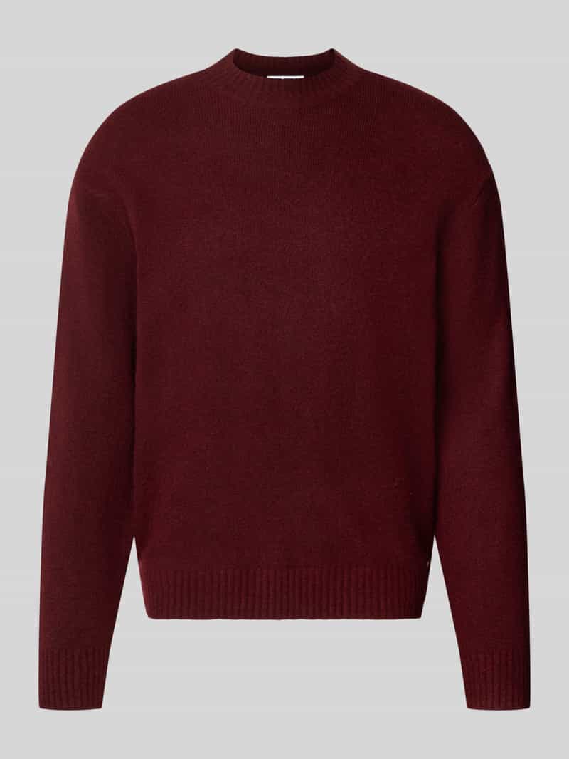 relaxed fit gebreide pullover van materiaalmix met katoengehalte