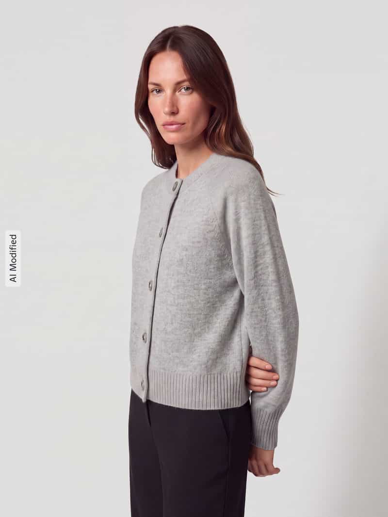 Jake*s Casual Gebreid jack van pure wol met labeldetail