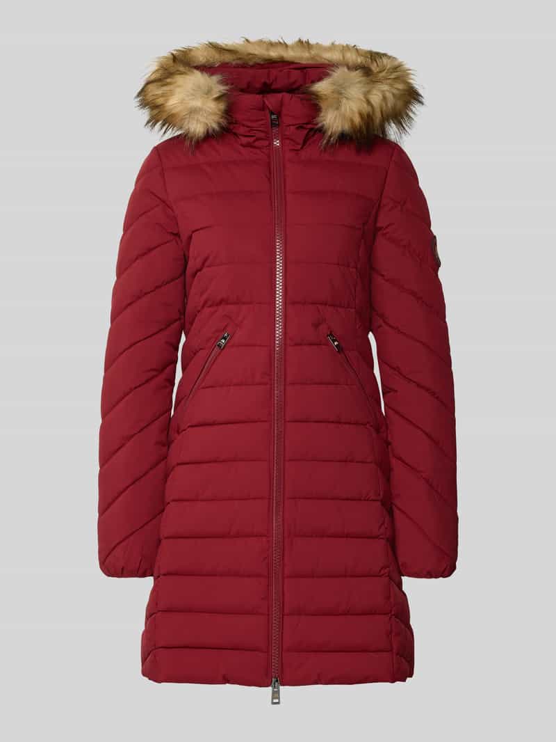 Superdry Regular fit gewatteerde lange jas met imitatiebont model 'Fuji'