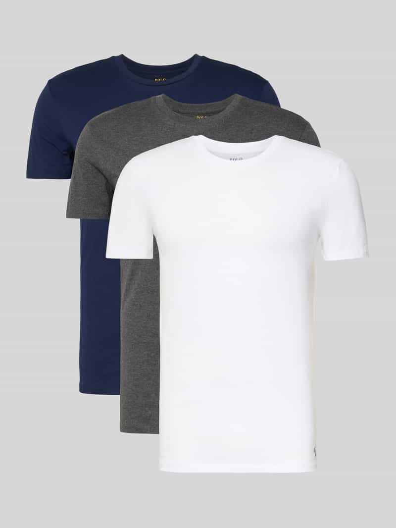 Slim fit T-shirt van 100% katoen in een set van 3