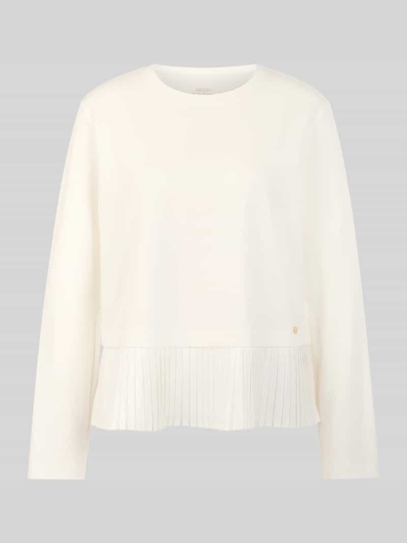 Marc Cain Loose fit shirt met lange mouwen van katoenmix met geplisseerd volantdetail