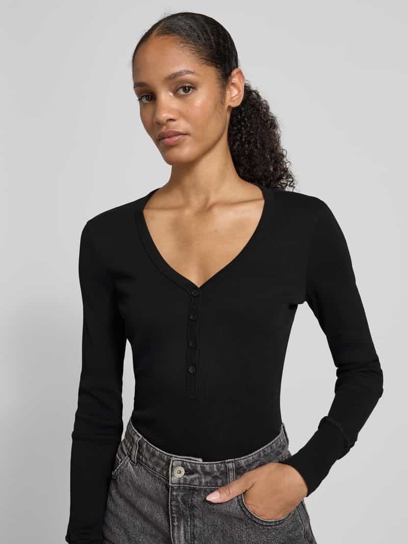 drykorn Shirt met lange mouwen V-hals en knoopsluiting model 'KORDELIA'