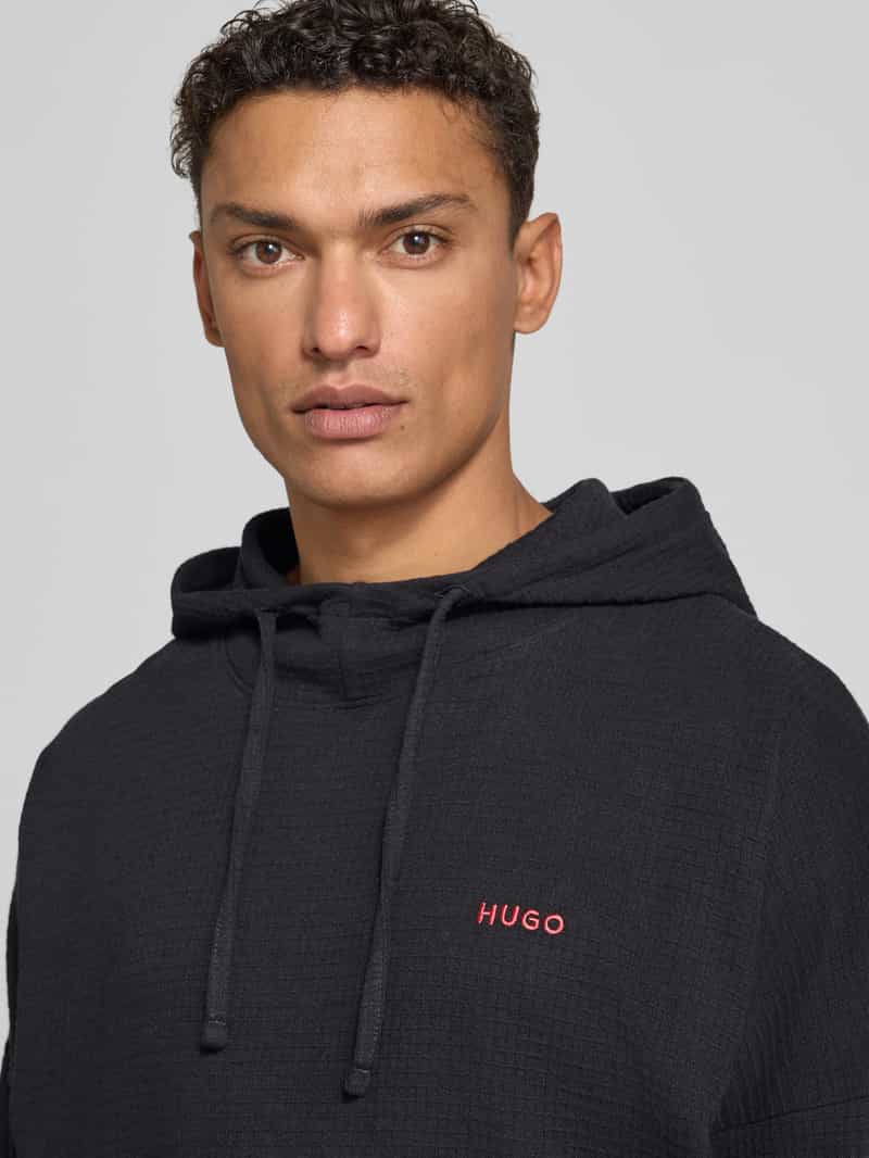 HUGO Relaxed fit hoodie van katoenmix