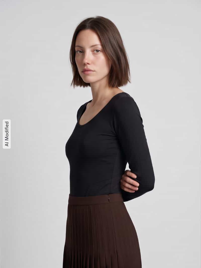 Jake*s Casual Body met diepe ronde hals