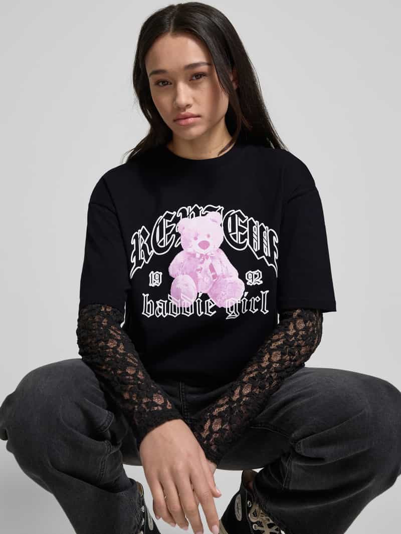 Review Oversized T-shirt met labelprint