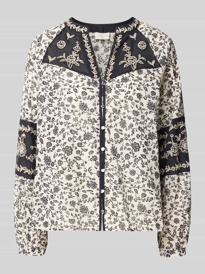 Milano italy Regular fit blouse met v-hals en stitchings