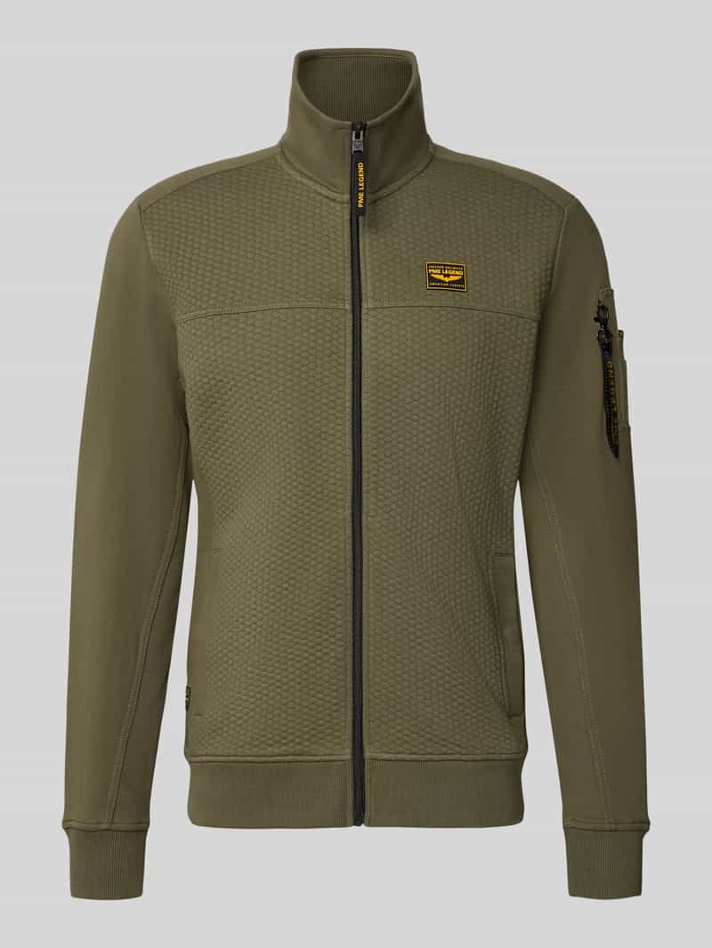 Sweatjack met opstaande kraag en labelpatch