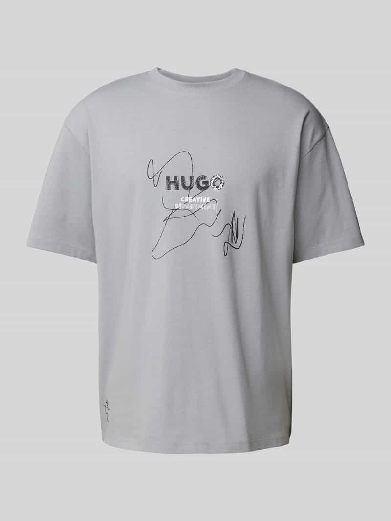 Hugo Blue Oversized T-shirt van viscose model 'Nabion'