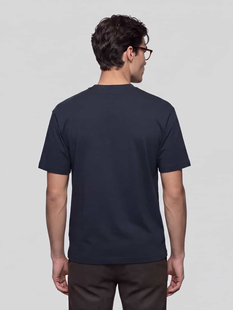 Selected Loose fit t-shirt met ronde hals model 'OSCAR' donkerblauw, foto 3