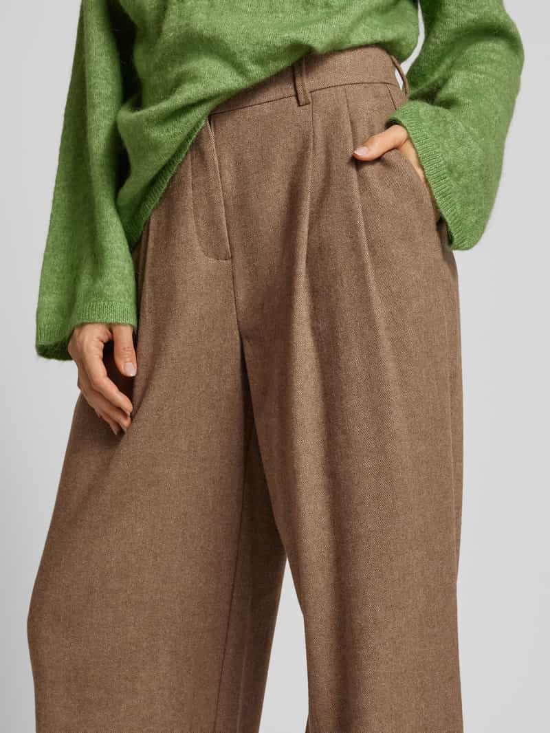 MSCH Copenhagen Wide leg stoffen broek met bandplooien model 'Jennabella'