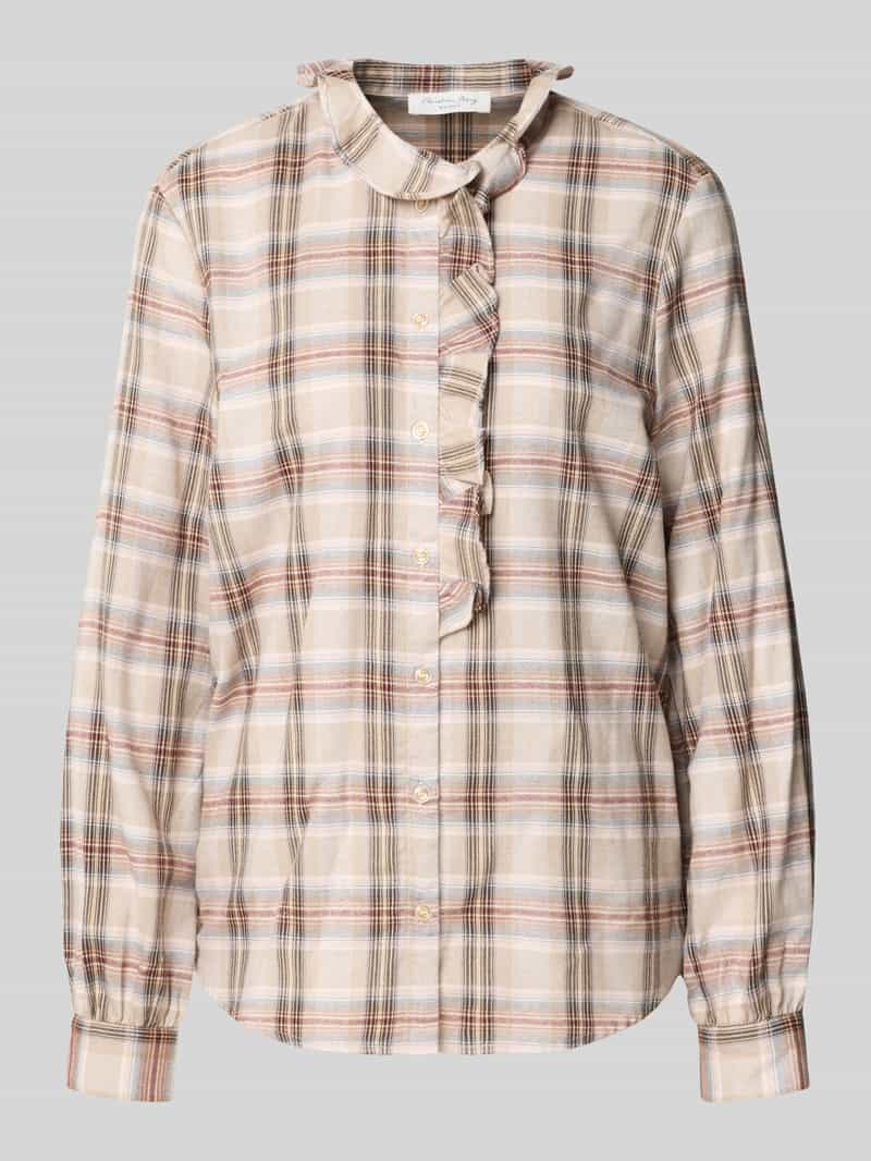 Christian Berg Woman Blouse met kraag met ruches en knoopsluiting