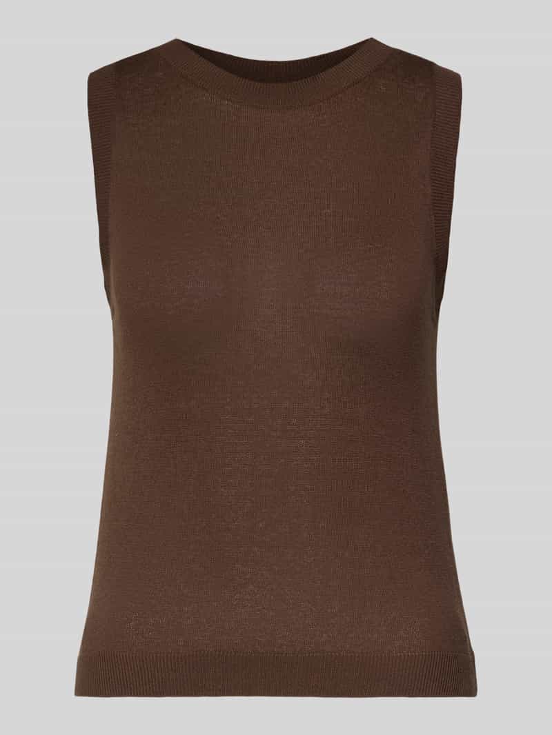 slim fit top van mix van zijde en linnen model 'DRIVA'
