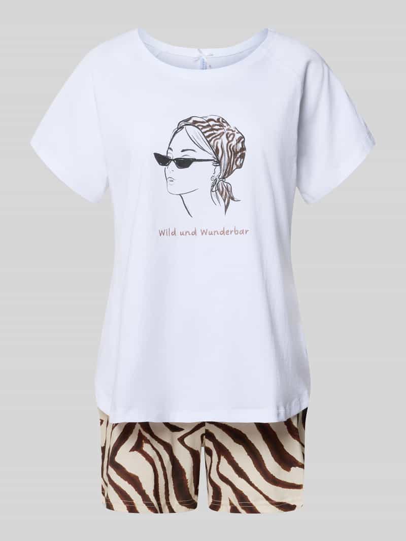 Pyjama met motief en stitching model 'Wild und Wunderbar Short'