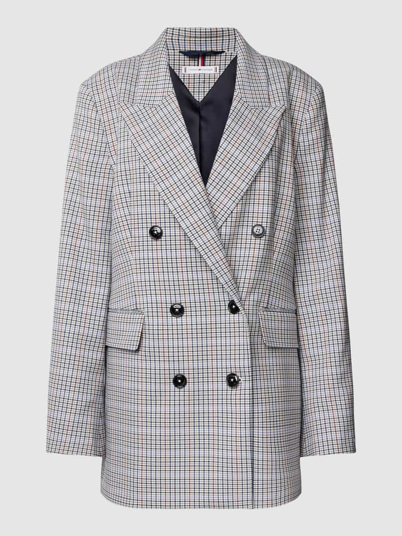 Tommy Hilfiger Relaxed fit lange blazer met glencheck-motief