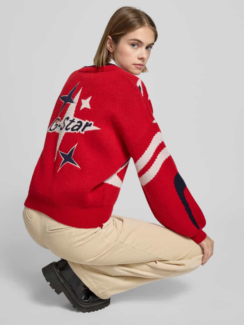 G-Star Raw Loose fit gebreid jack met V-hals model 'Holiday'