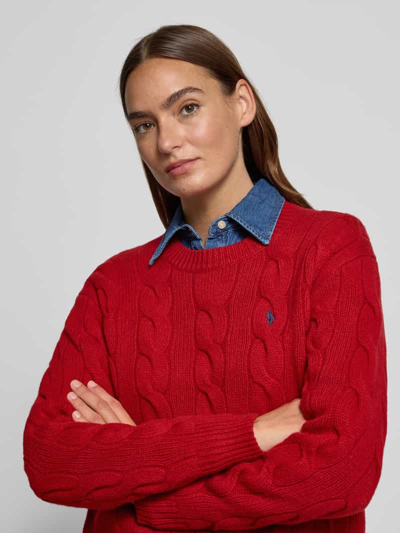 Polo Ralph Lauren Gebreide pullover met kabelpatroon en ronde hals