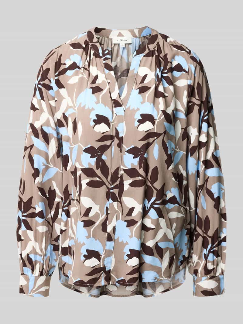 blouse met lange mouwen met v-hals van viscose