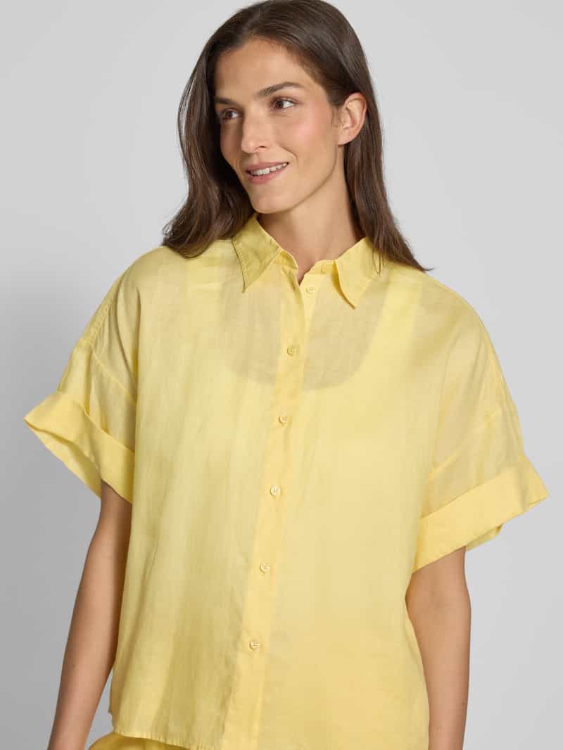 Boss Orange Blouse van ramie met extra brede schouders model 'Bisenas'