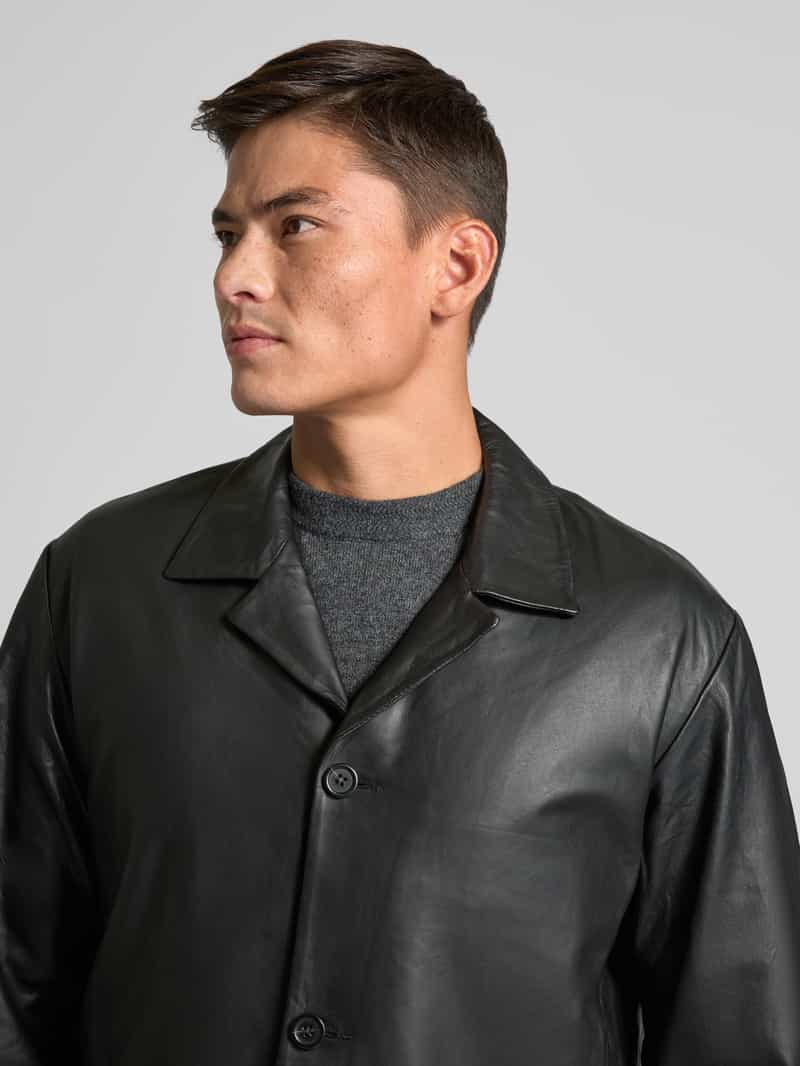 Selected Homme Leren jack met resortkraag model 'CARL'