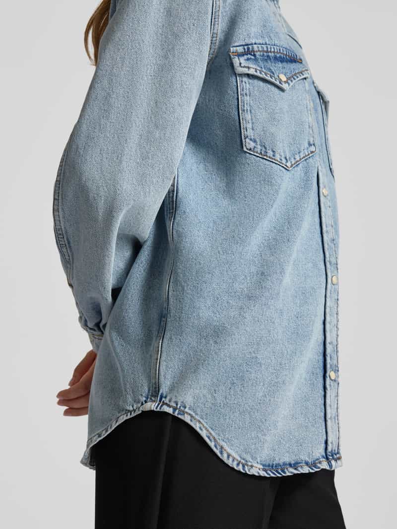 Marc O'Polo DENIM Relaxed fit jeansblouse van een mix van katoen en brandnetelvezels