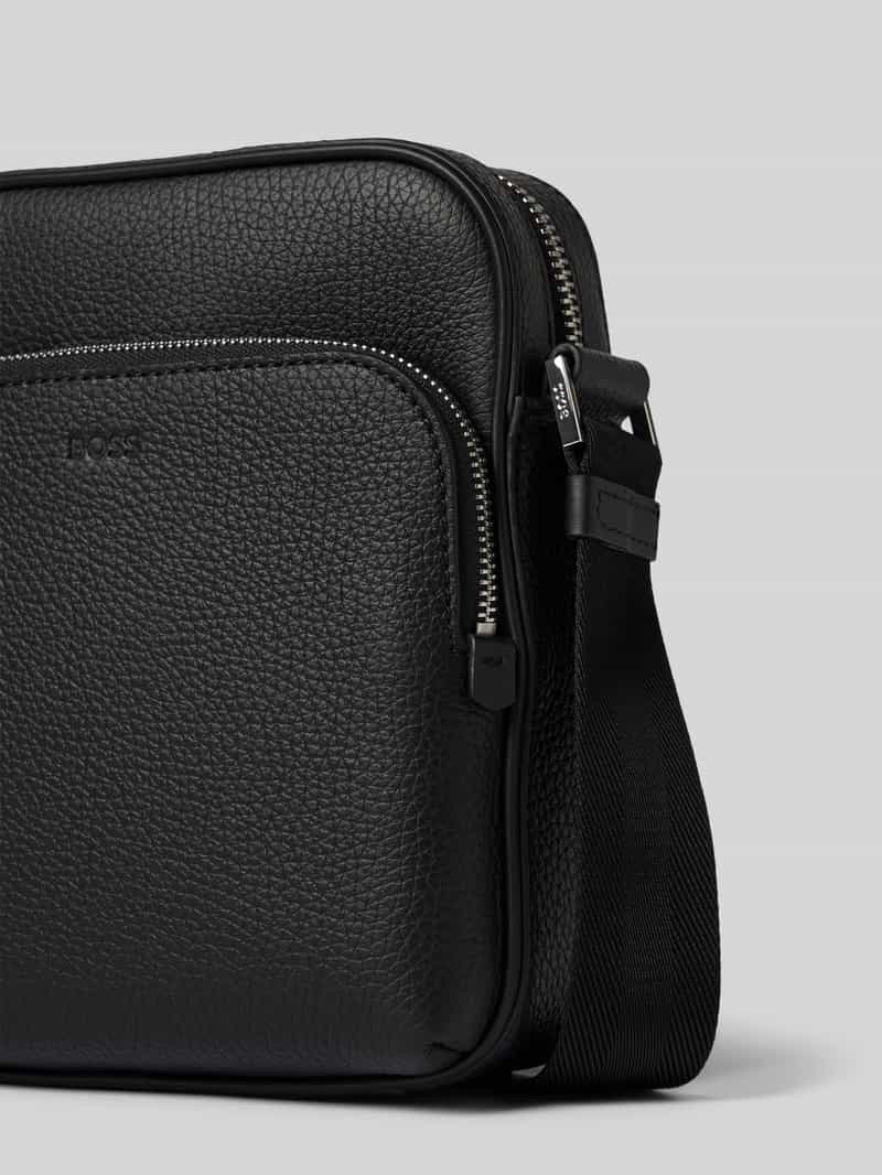 Boss Leren schoudertas met label in reliëf model 'New Crosstown'