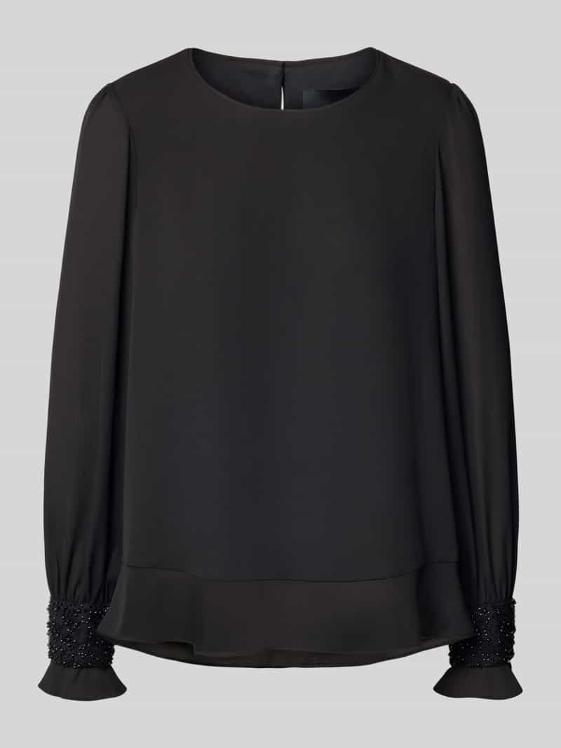 Marc Cain Regular fit blouse met kralen en ronde hals