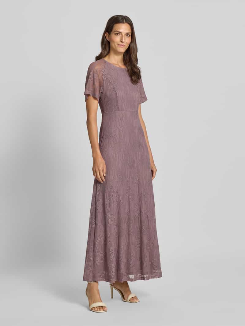 Vila Maxi-jurk van kant met ronde hals mauve, foto 5