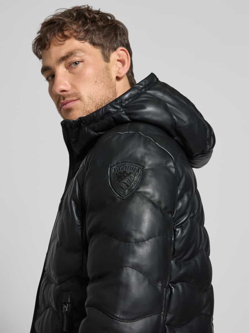 Blauer Usa Leren jack met labelpatch model 'DROHAN'