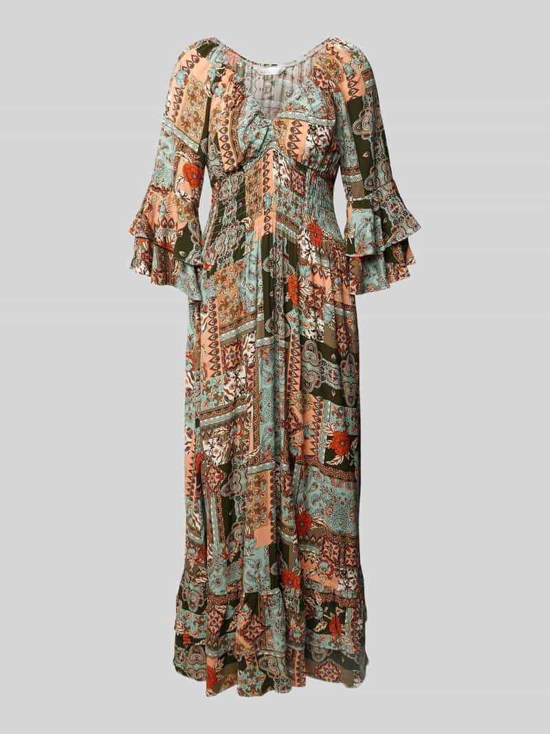 Apricot Midi-jurk met V-hals