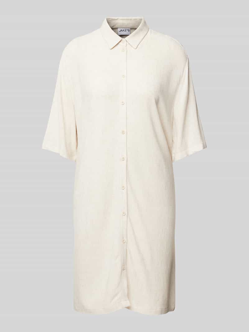 Jake*s Casual Mini-overhemdjurk van een mix van viscose en linnen