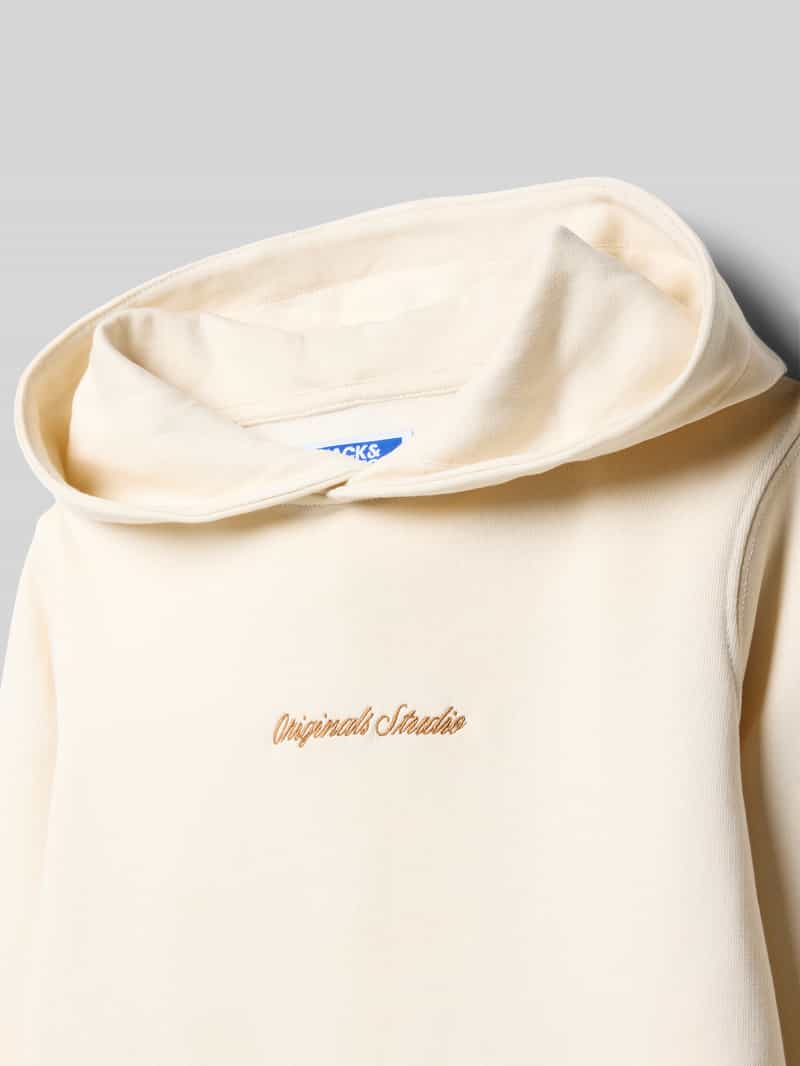 jack & jones Hoodie met labelstitching en kangoeroezak