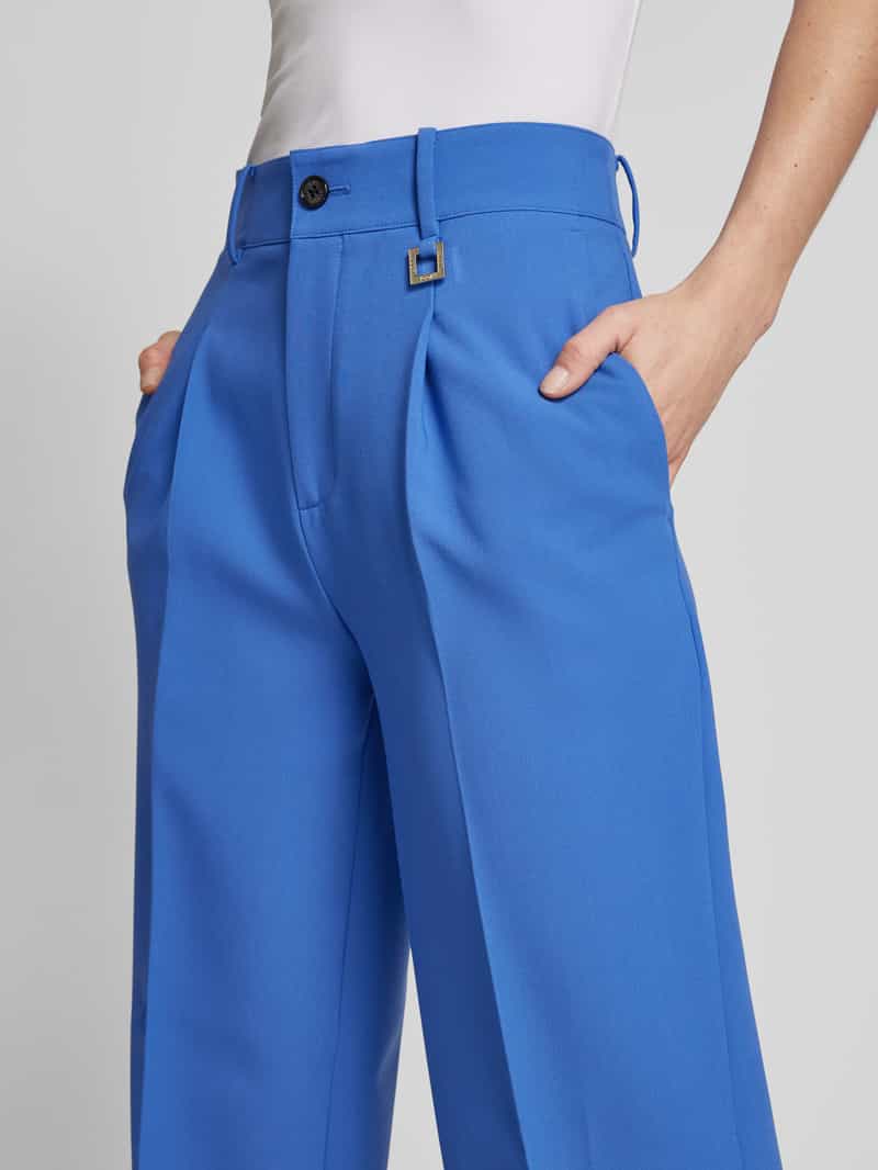 Joop! Straight leg bandplooibroek met labelapplicatie model 'Peggy'