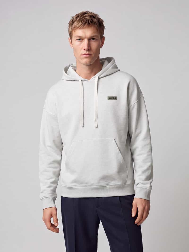 HUGO Blue hoodie met logopatch