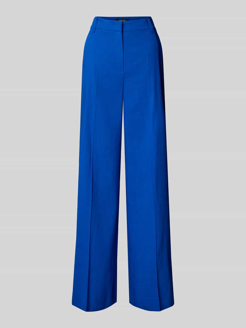 Marc Cain Wide fit high waist stoffen broek met persplooien