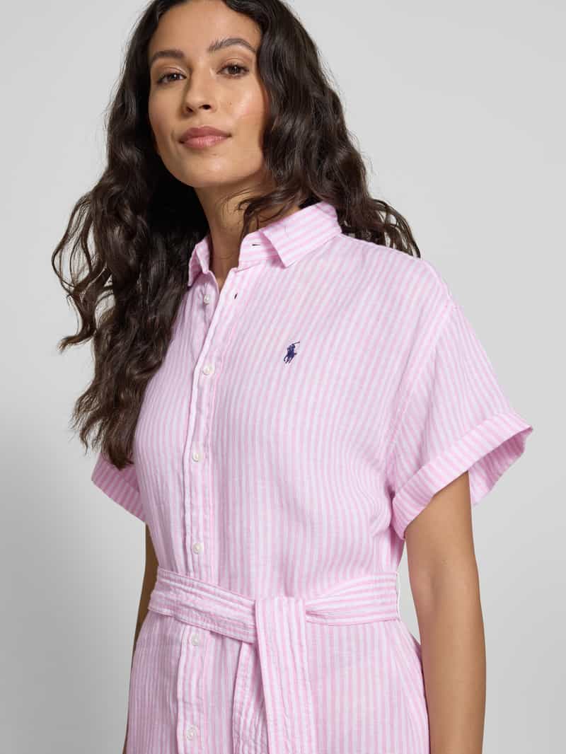 Polo Ralph Lauren Overhemdjurk van linnen met strikceintuur