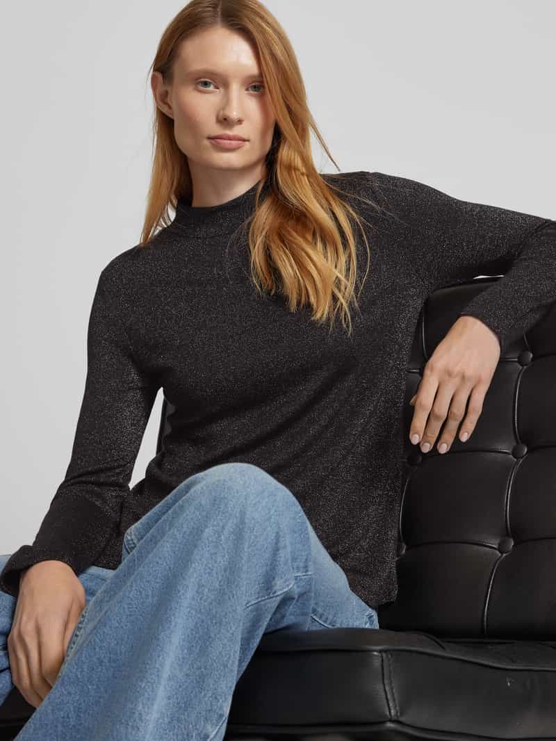 Street One Shirt met lange mouwen van viscosemix met opstaande kraag