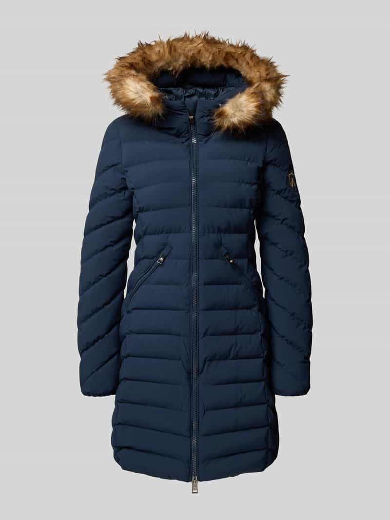 Superdry Regular fit gewatteerde lange jas met imitatiebont model 'Fuji'