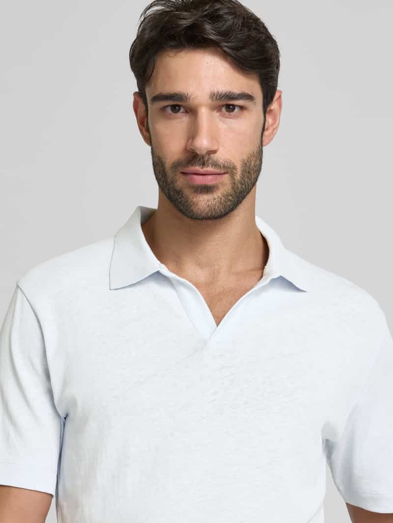 Marc O'Polo Regular fit poloshirt van een mix van katoen en linnen