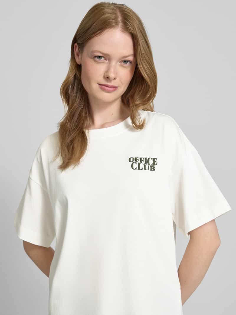 Vila T-shirt met geribde ronde hals model 'MONIE OFFICE'