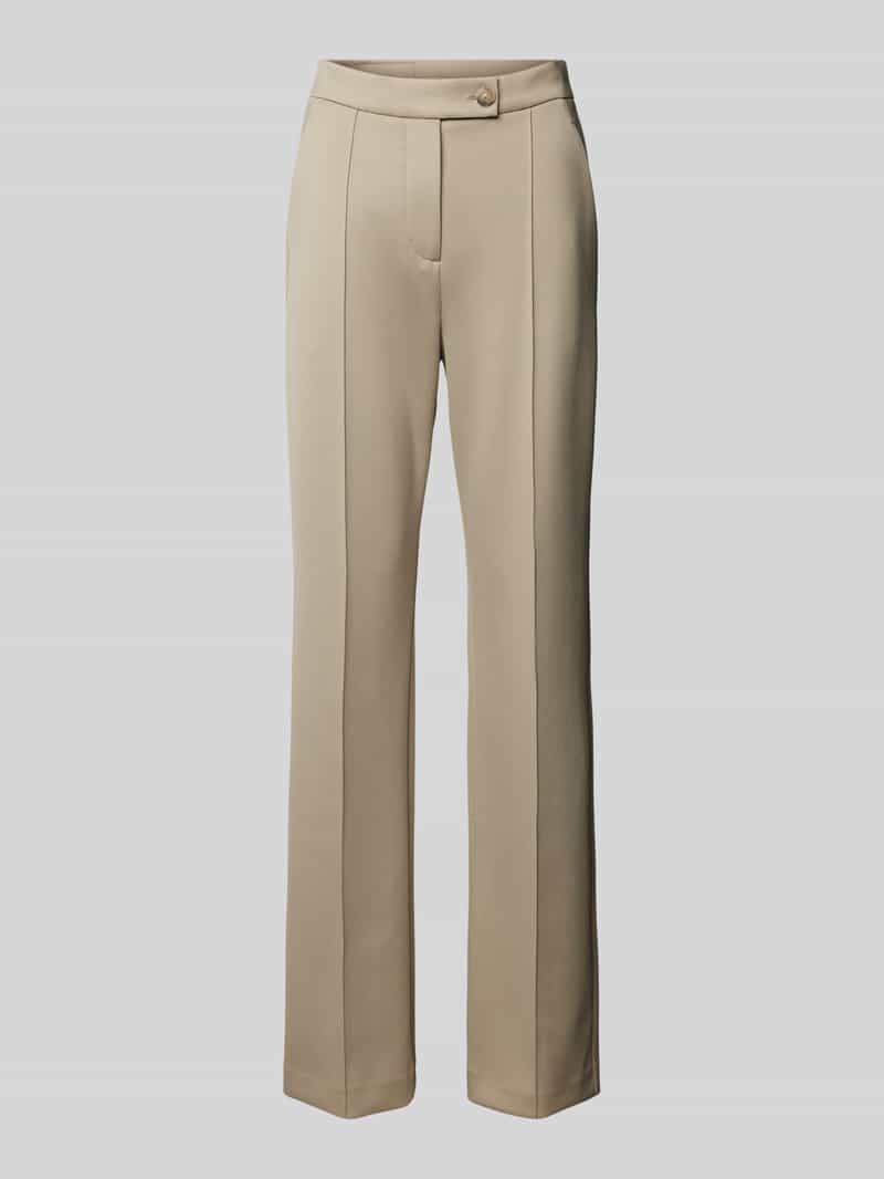 MM Straight leg stoffen broek met vaste persplooien model 'MALESIA'