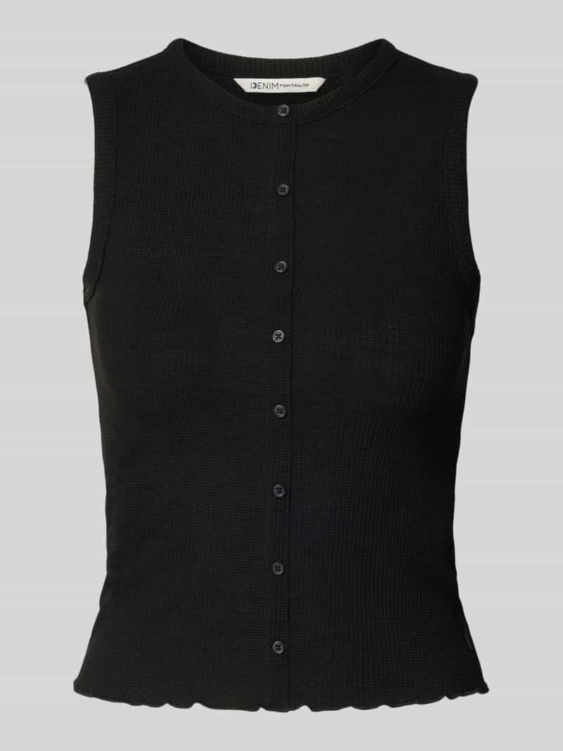Tom Tailor Denim Slim fit tanktop met gestileerde knoopsluiting
