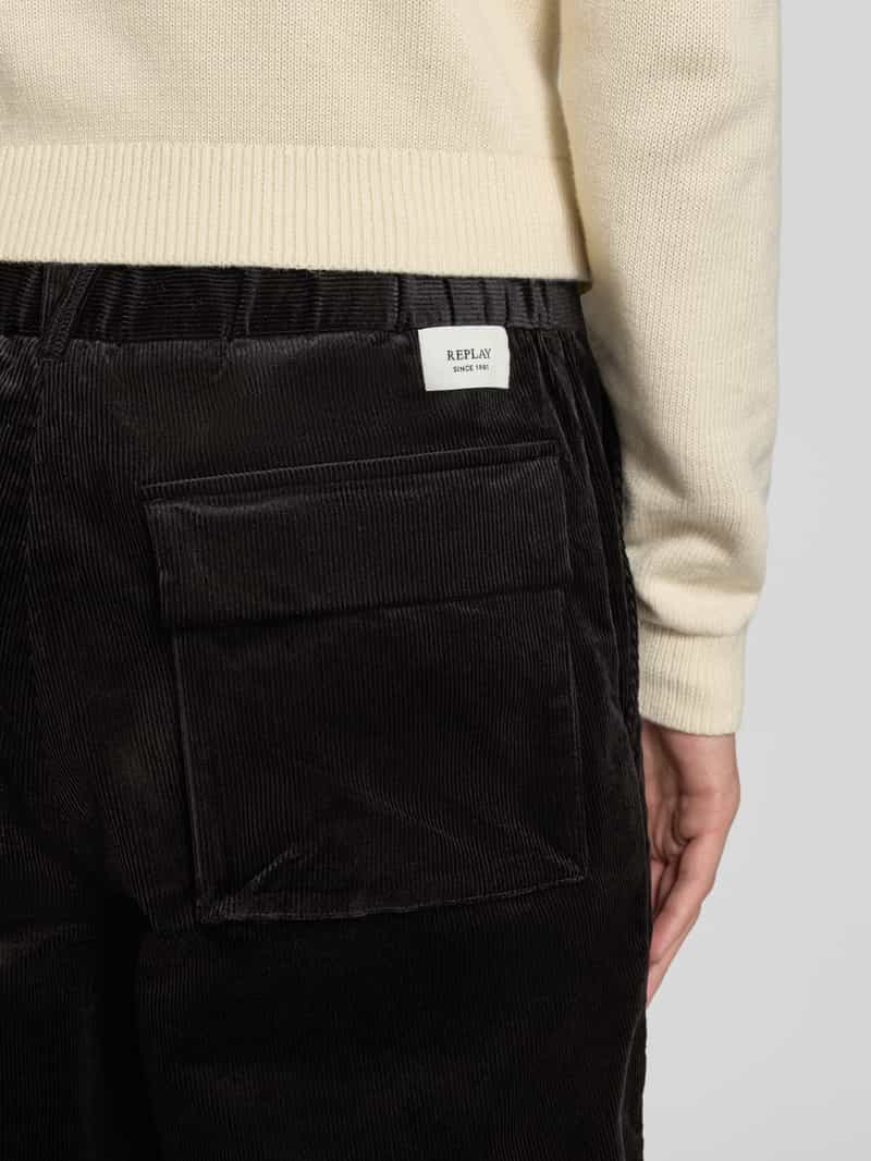 Replay Tapered fit corduroy broek met riem