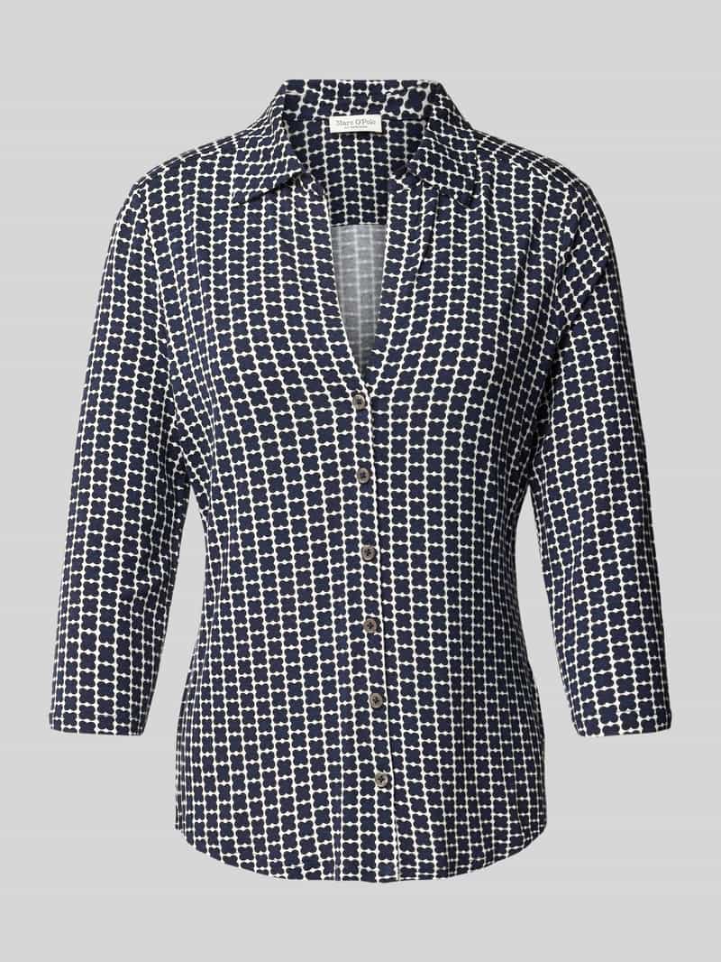 Marc O'Polo Regular fit shirt met 3 4-mouwen en flapkraag
