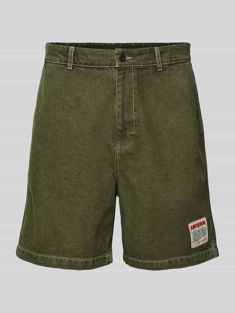 American vintage Korte baggy fit jeans met labelpatch model 'UZATOWN'