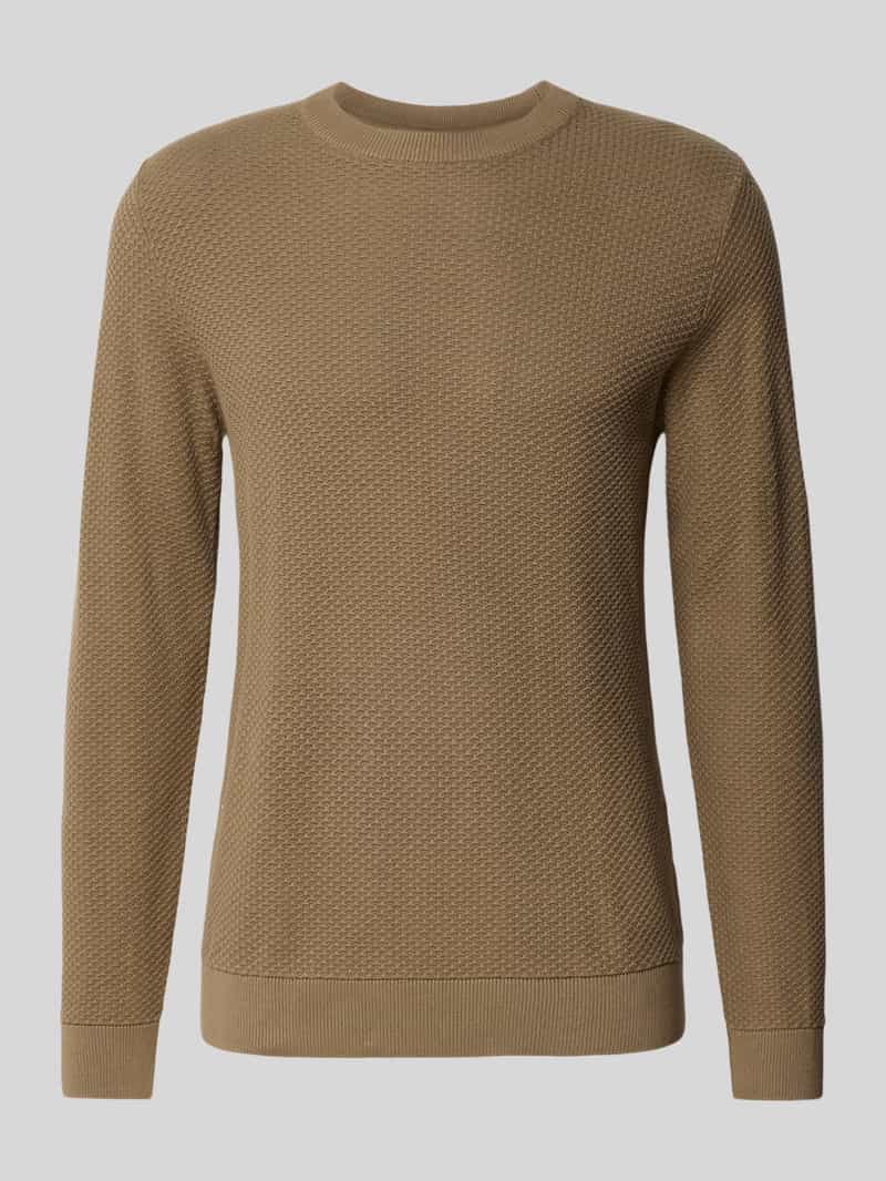 lindbergh Gebreide pullover met structuurmotief en ronde hals