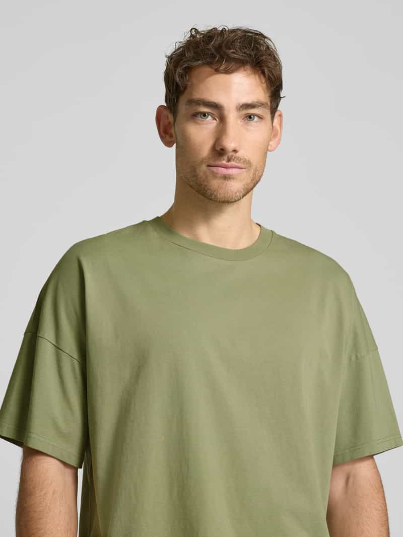 American vintage T-shirt met geribde ronde hals