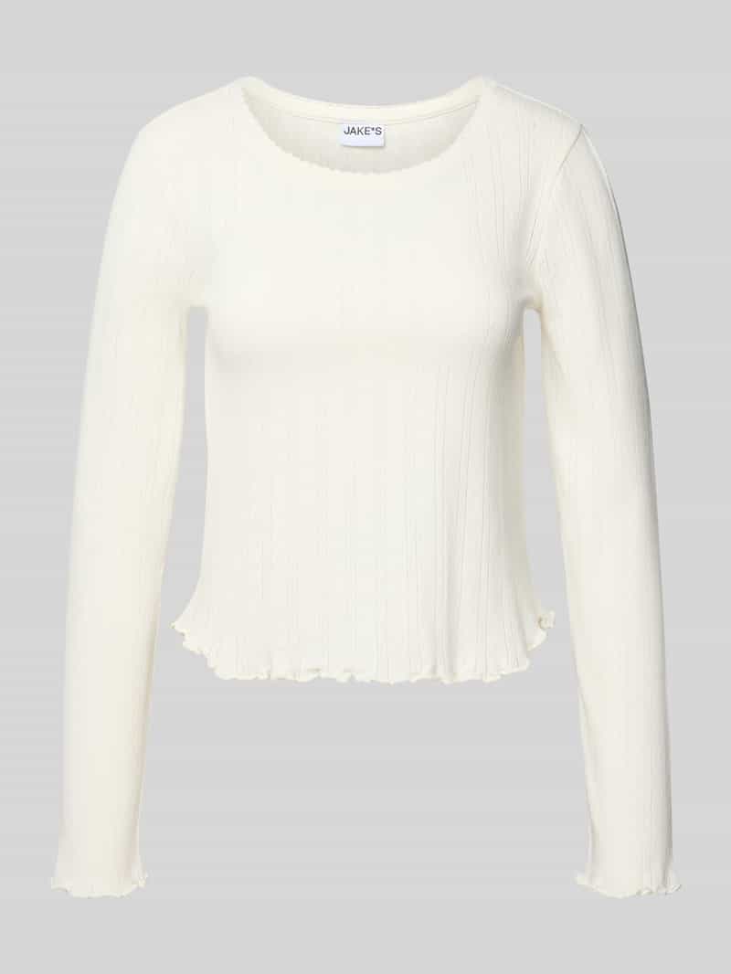 Jake*s Casual Pyjamabovendeel met ajourpatroon
