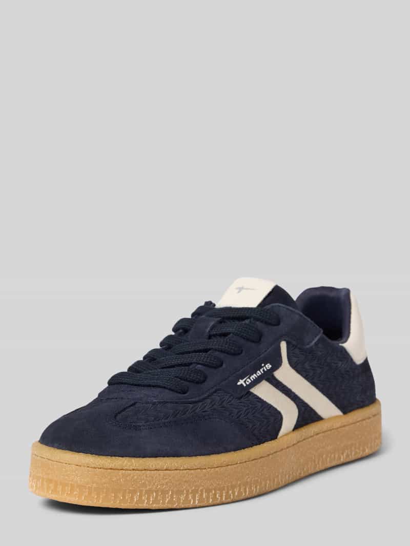 Tamaris Low Top Sneaker aus Rindsleder-Textile-Mix in Marine, Größe 38 206027838