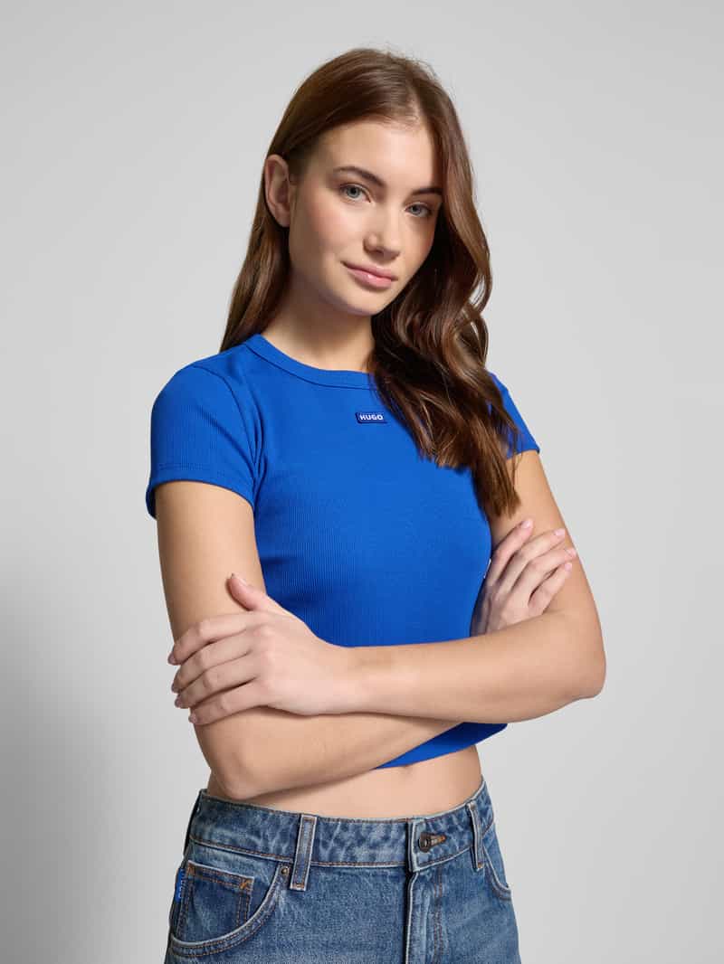 Hugo Blue Kort T-shirt met labeldetail