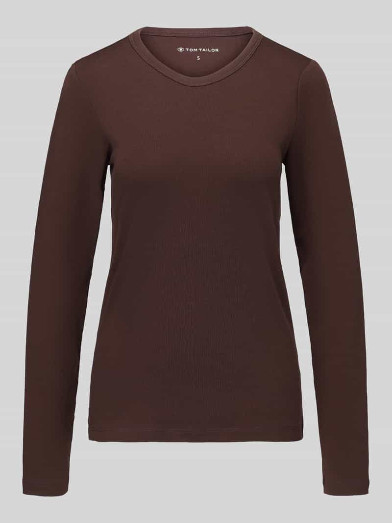 Tom Tailor - Basic katoenen shirt met lange mouwen - Maat XXXL - java dark brown
